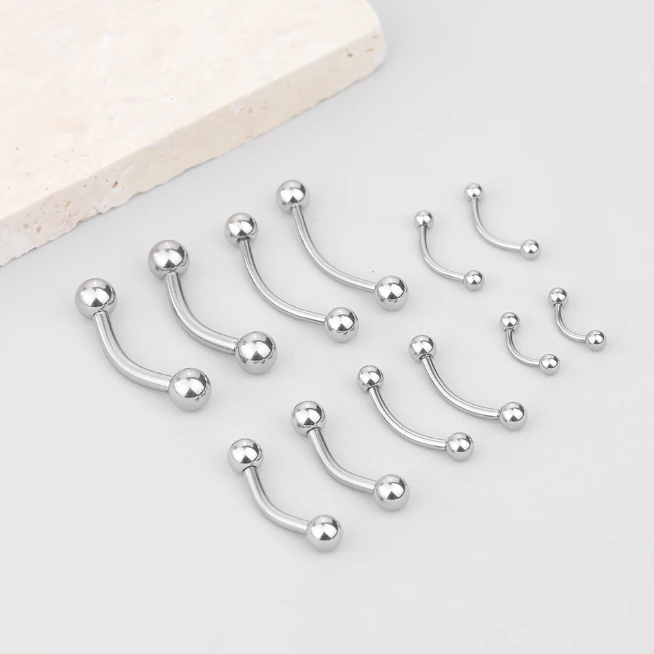 2PC Stainless Steel Eyebrow Piercing Jewelry 18G-12G