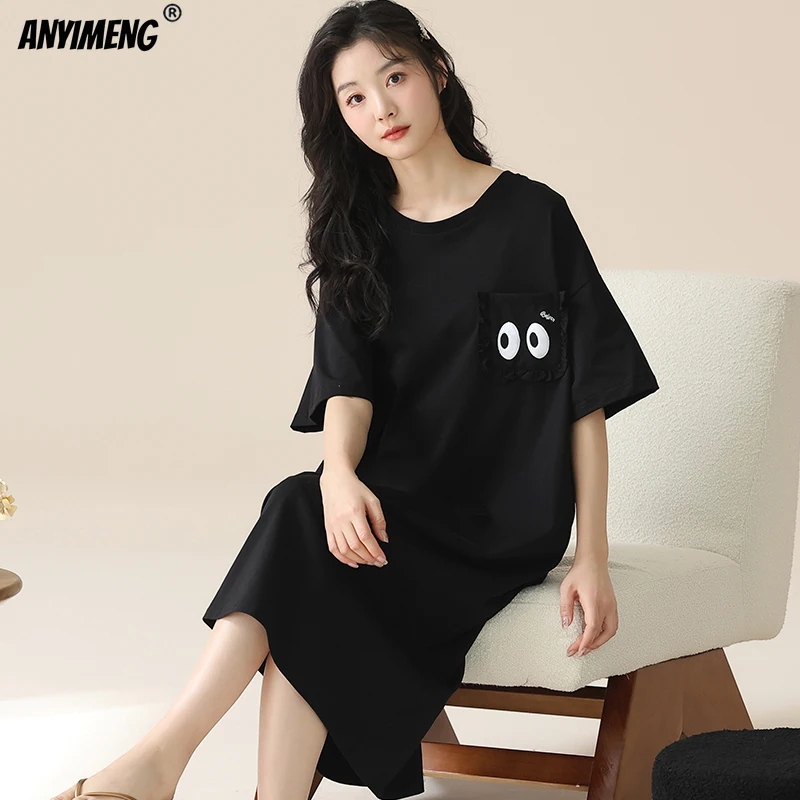 Princess Style Doll Collar Nightdress for Women Summer Cotton Tops Kawaii Sleepshirts for Girls Short Sleeve Lady Cute Lingerie