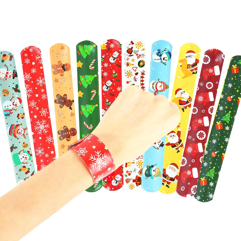 10 Pezzi Braccialetti Con Schiaffo A Tema Natale Con Design Misto, Con Pupazzo Di Neve, Renna, Babbo Natale E Altri Elementi Decorativi E Regali Per Feste | SHEIN ALIA