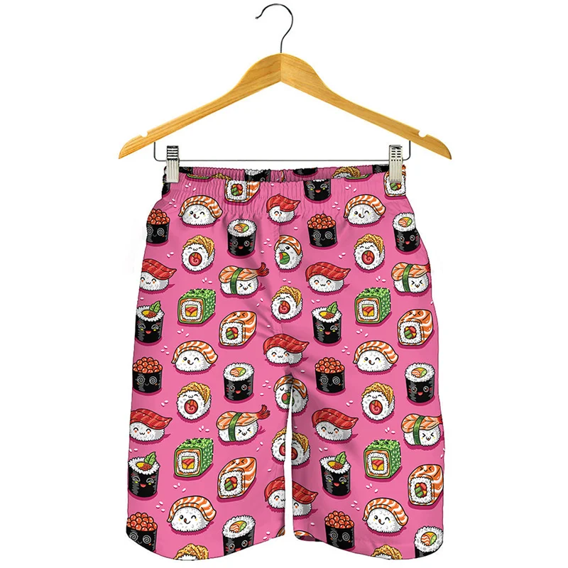 Japanese Sushi Graphic Short Pants For Men 3D Print Cartoon Food Beach Shorts Summer Quick Dry Swim Trunks Surf Board Shorts 5
