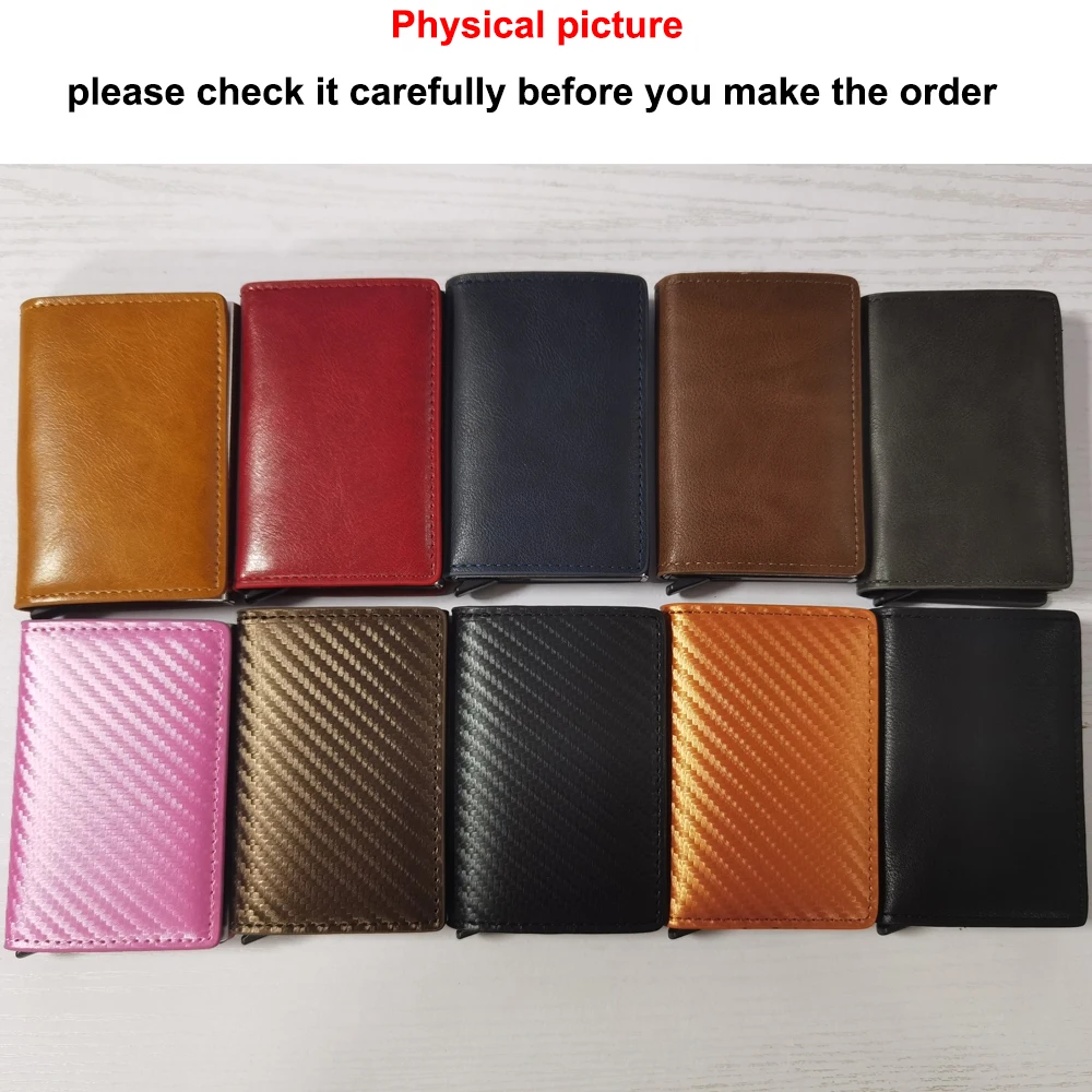 Carbon Fiber Slim Aluminum Men Wallet ID Credit Card Holder Mini RFID Wallet Automatic Pop up Bank Card Case Black Vallet 2023