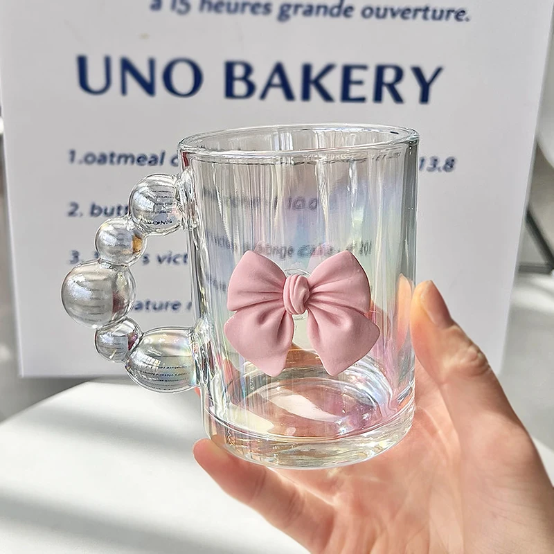 Creative Glass Cup Multi-Color Bubble Luxury Straw Cup Household Handgrip Home Office Drink Water Juice with Handle Mug