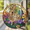 Easter Rabbit Stained Acrylic Suncatcher Window Flowers Home Wall Hanging Living Room Ornament Hand-Painted Panel Door 2