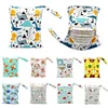 20*25cm Baby Diaper Bag Cartoon Print Wet Dry Nappy Zipper Handbag Stroller Carry Pack Travel Outdoor Wet Diaper Storage Bags 1