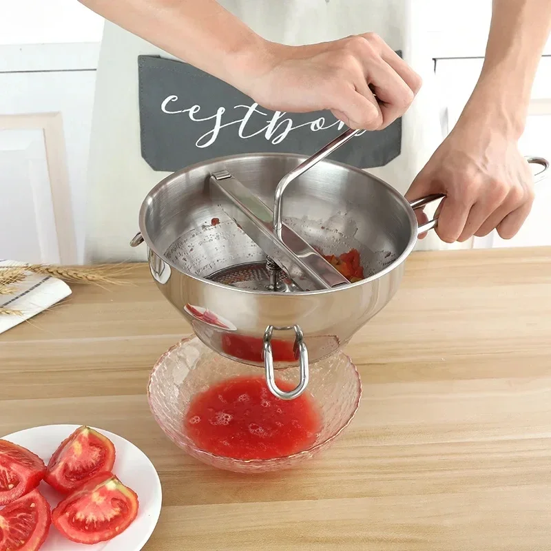 Stainless Steel Food Mixer Jam Manual Mixer Mashed Potato Press Mashed Potato Vegetable and Fruit Grinder