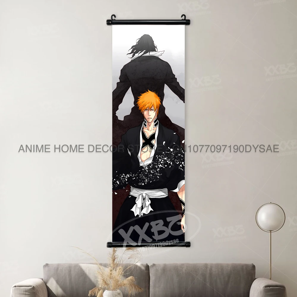 BLEACH Anime Wall Art: Orihime & Ichigo Decorative Scroll Poster