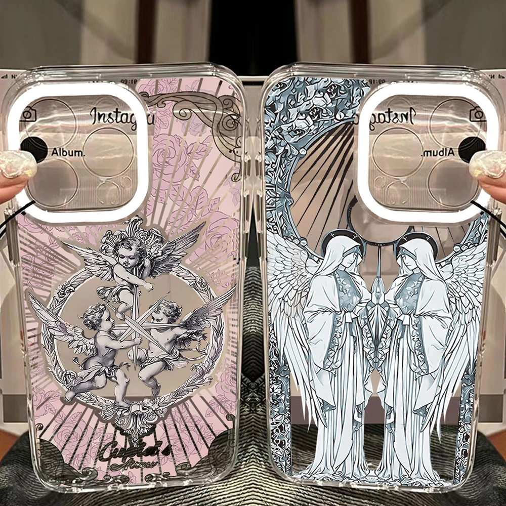 Retro Cupid Angel Clear TPU Phone Case - Vintage-Inspired Design and Durable Protection