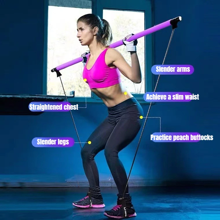 Multi functional Pilates stick, fitness stick, yoga Pilates equipment, home stretch exercise training, hip tension rope