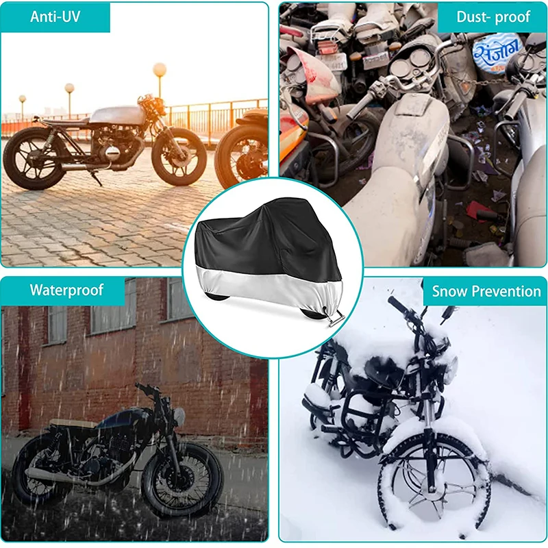 Universal 190T Motorcycle Cover Waterproof Outdoor Snowmobile Case Raincoat Bike Bicycle Protection For Scooter Moto Accessories