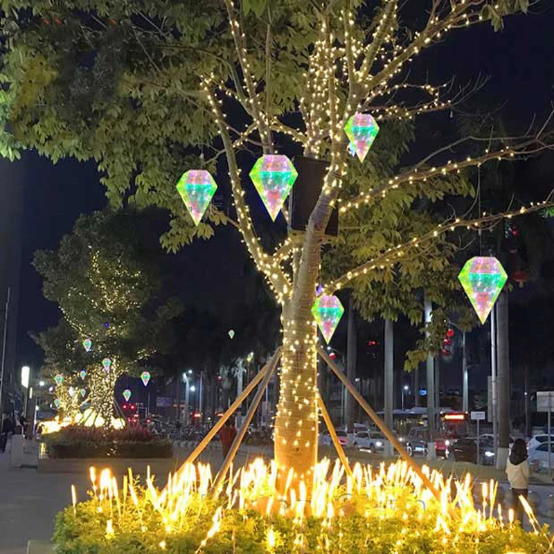 Event Party Supplies Iridescent Diamond Wall Hanging Decoration Wedding Gift Light Pendant Outdoor Background Christmas Decor 4