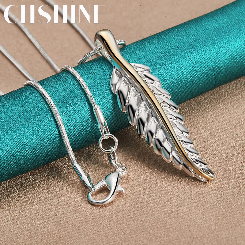 CHSHINE 925 Sterling Silver Feather Pendant 16-30 Inch Necklace For Women Wedding Charm Engagement Fashion Jewellery