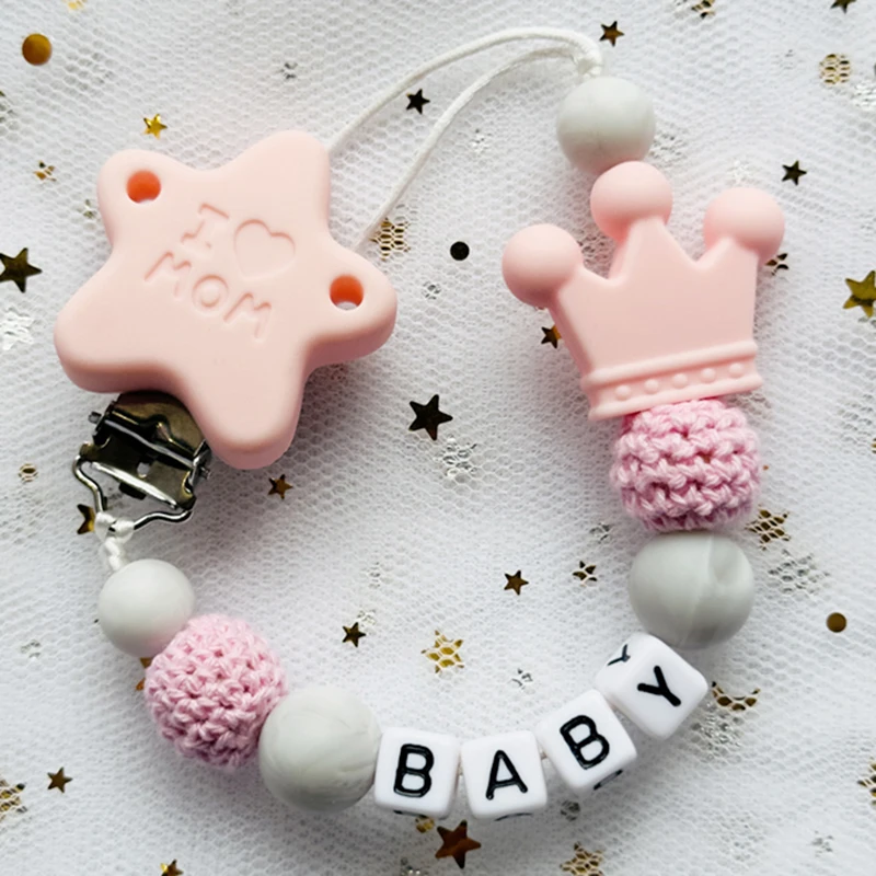 Personalized Babies Soothing Silicone Anti Drop Chain Pacifier Chain Baby Pacifier Clips Childrens Soothing Teething Toys