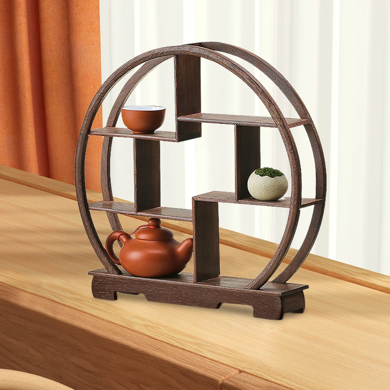 Wooden Display Stand Antique Display Shelf Oriental Furniture Teapot Stand Crafts Rack For Table Home Antique Store