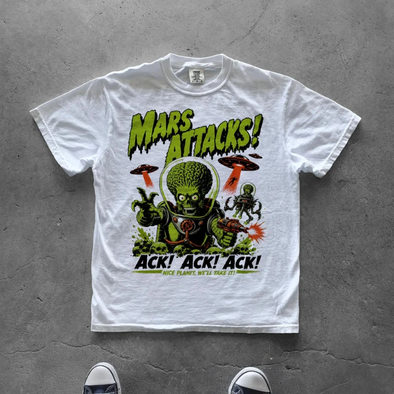 Mars Attacks T-Shirt | Vintage Sci-Fi-Grafik-T-Shirt | 90er-Jahre-Kultfilm-T-Shirt