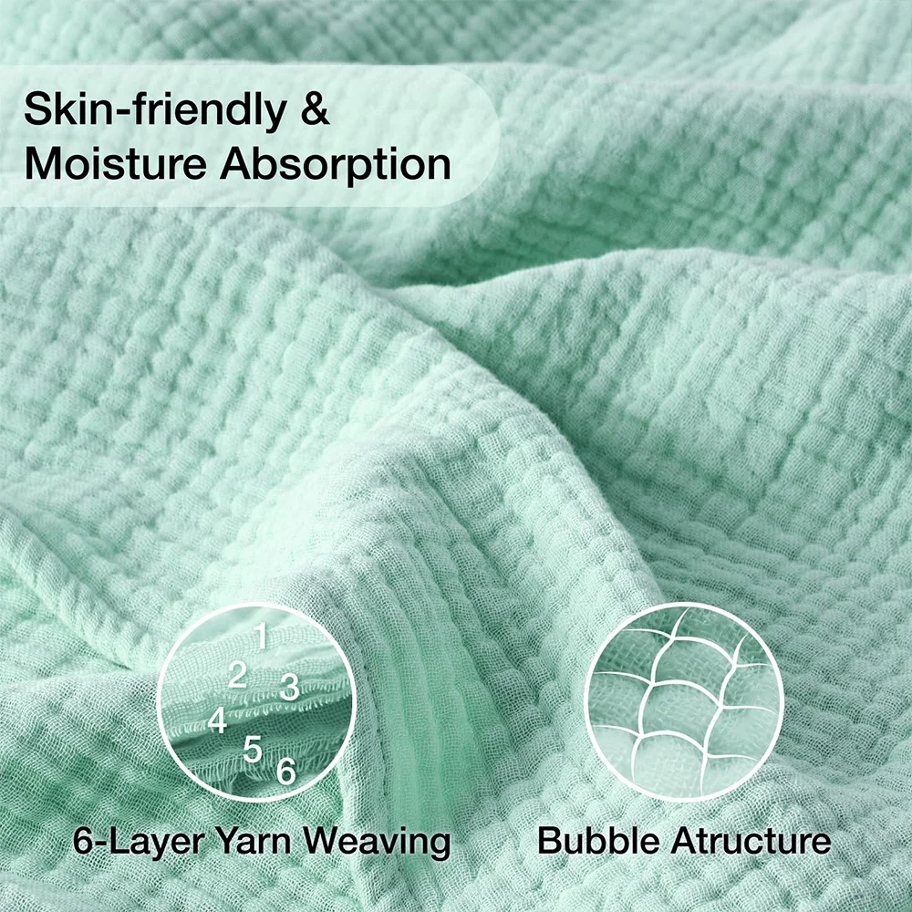 6 Layers Cotton Muslin Blankets Lightweight Cotton Throw Cooling Soft Throw Blanket for Year-Round Comfort Breathable Bedspread - 5