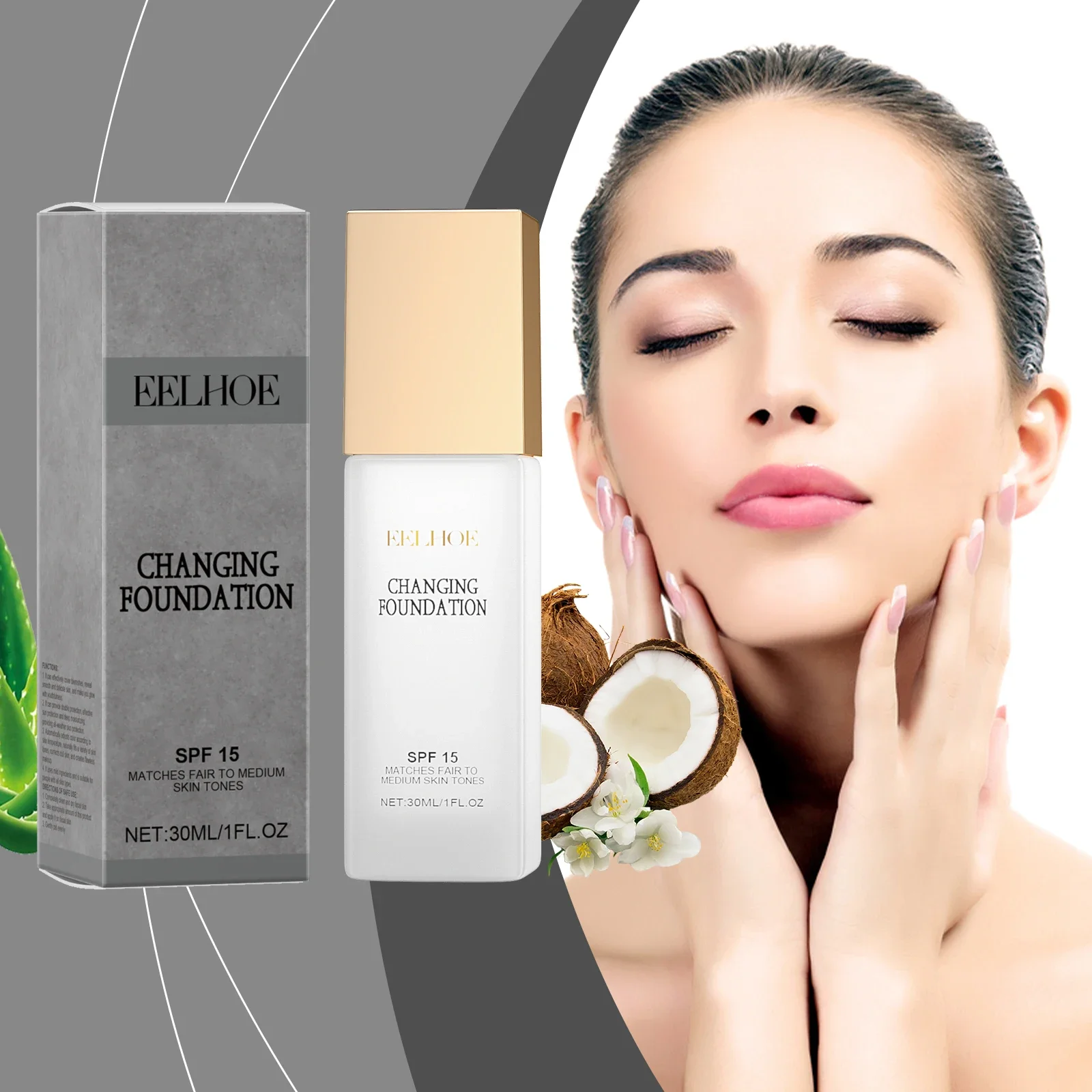 Liquid Foundation Waterproof Foundation Colour Change Foundation Spf 15 Oil Control Waterproof Sweatproof Matte Moisturizing Face Makeup Full Coverage