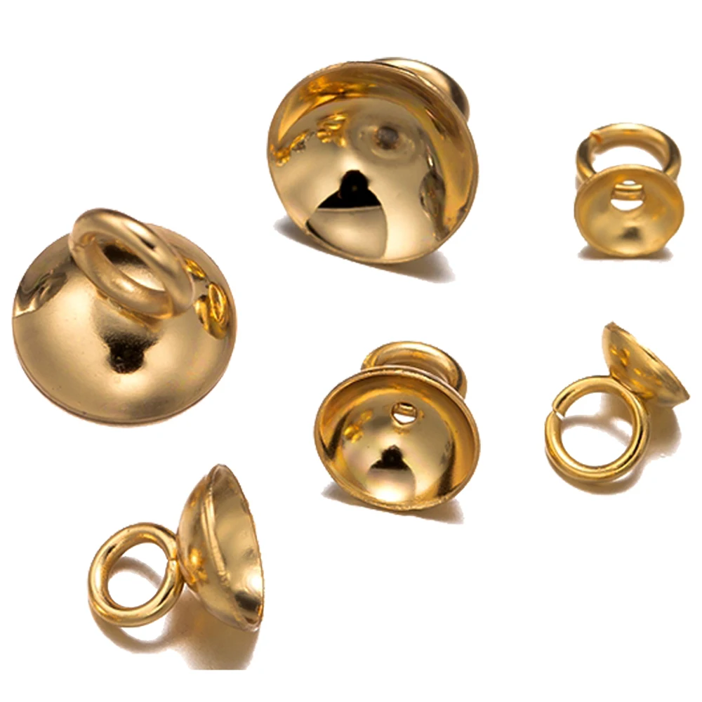 50 Stück Gold Edelstahl Perlen Endkappen Perlen Charms Anhänger Verbinder DIY Ohrringe Halskette Schmuckherstellung Komponenten – Detail 2