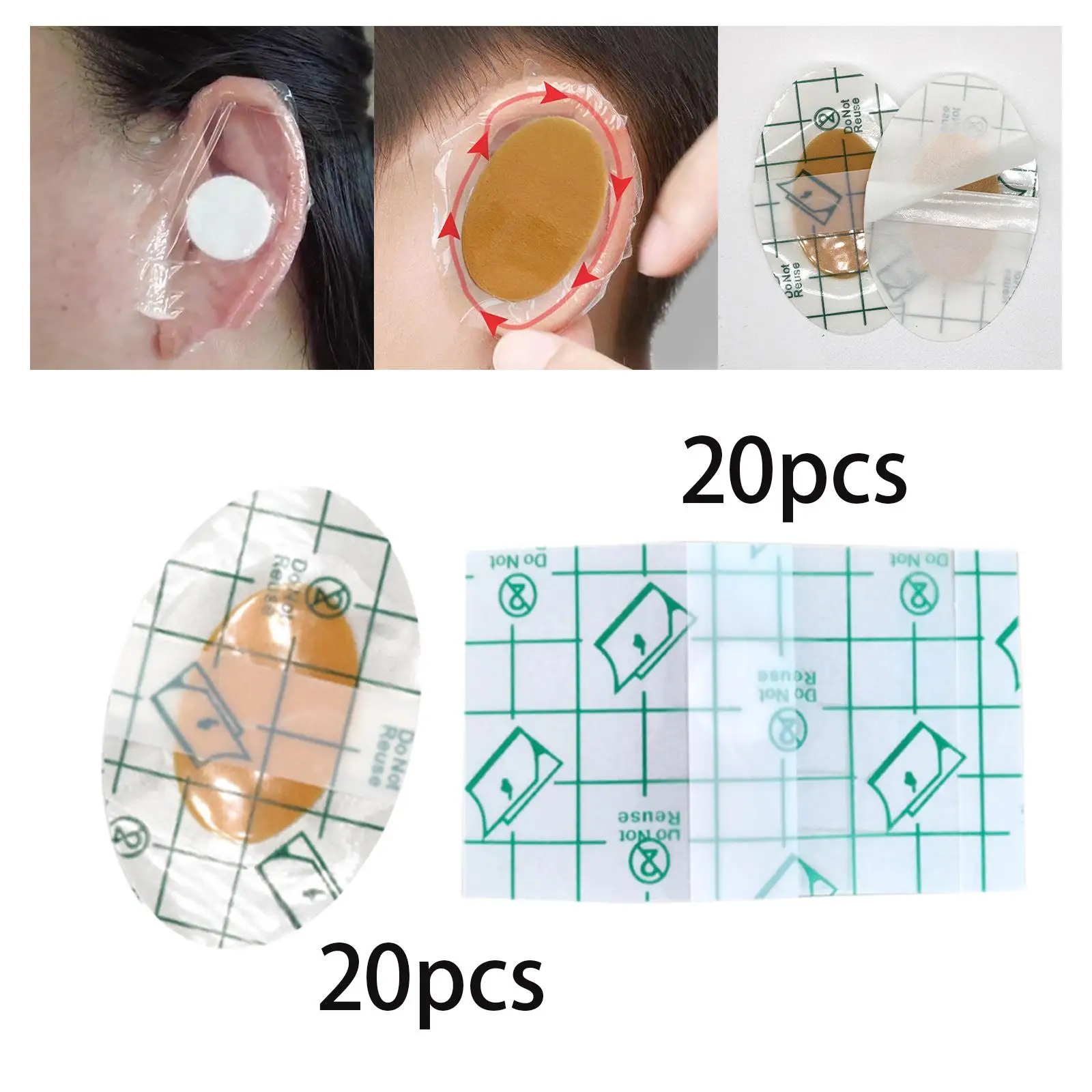 

20x Baby Waterproof Ear Covers Invisible Soft Disposable Ear Tape Ear Protectors for Children Infants Water Sports