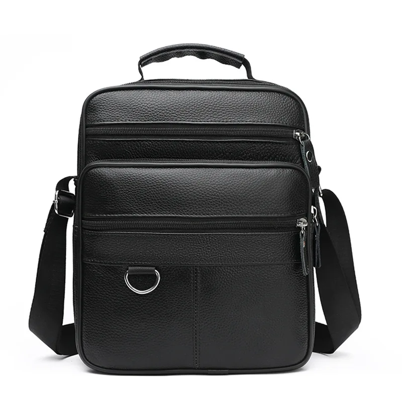 Vertical Genuine Leather Single Shoulder Bag Top Layer Cowhide Men's Casual Hipster Crossbody Trendy Multifunctional Backpack