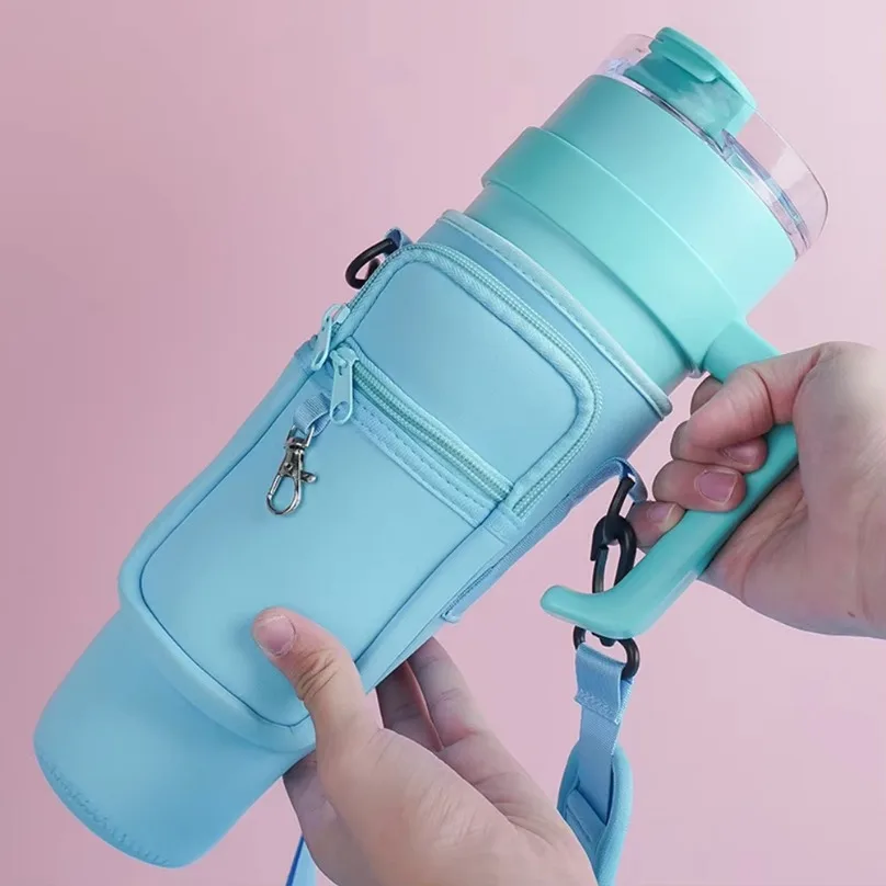 40oz water bottle carrier bag with Adjustable Shoulder Strap for Stanley Quencher Cup Sleeve