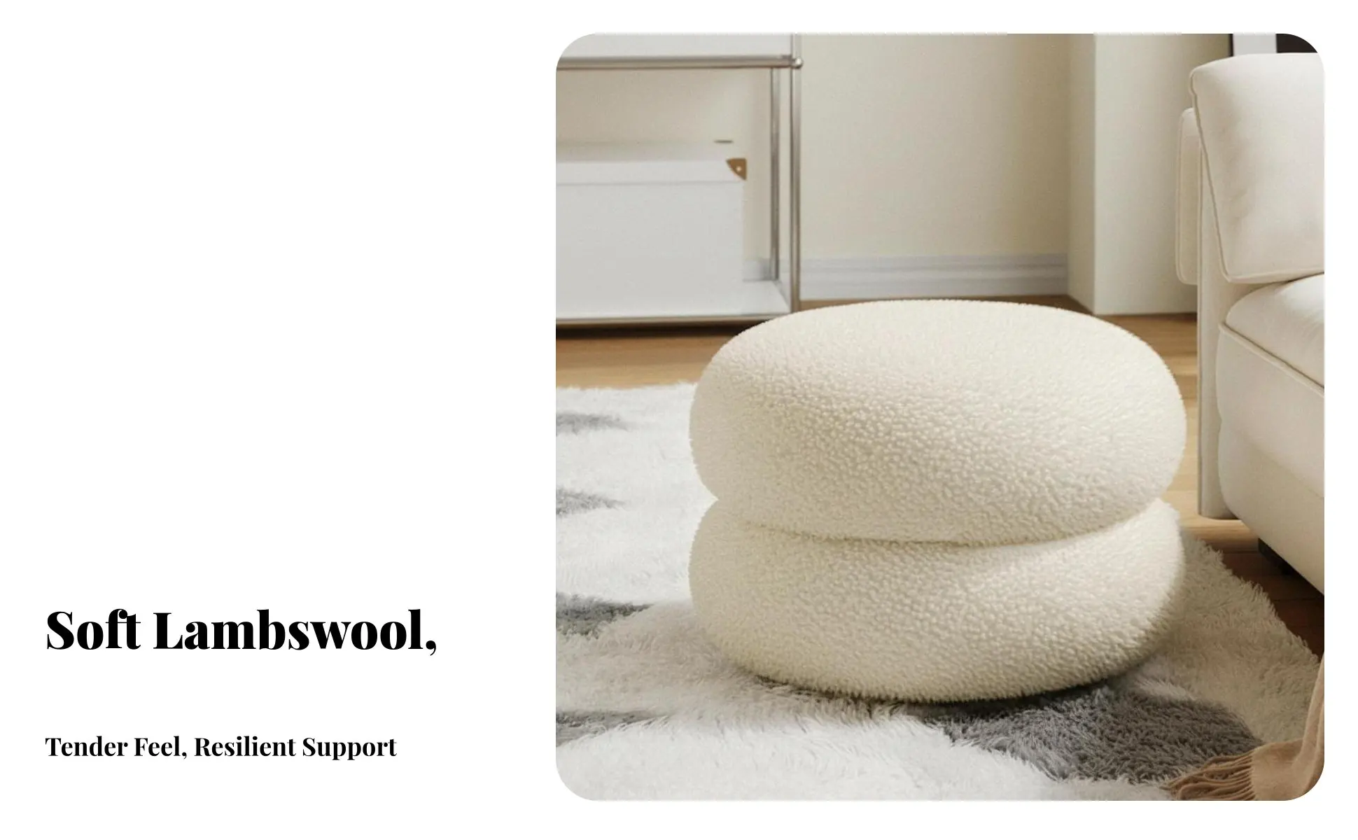 Cushy Macaron Pouf Soft Texture Low Stool Versatile Minimalist Design for Families, Adults, Bedroom