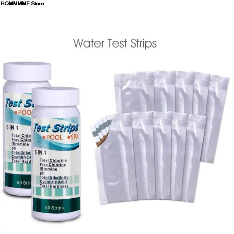 6 In 1 Multipurpose Chlorine PH Test Strips SPA Swimming Pool Water Tester Paper 50 Pcs/Bottle
