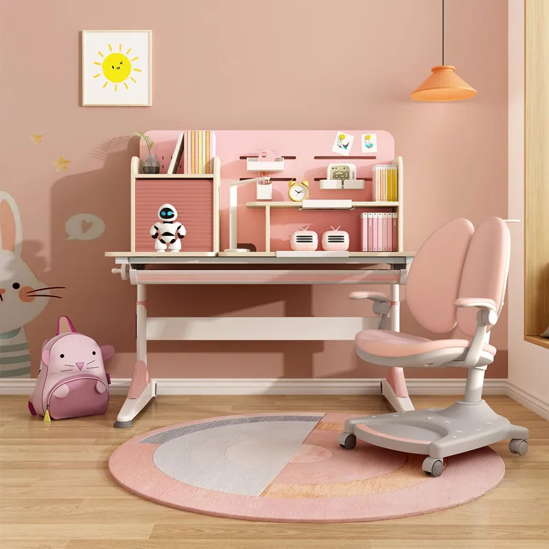 Children's Study Table and Chair Set Multi-Functional Adjustable Solid Wood Desk Student Writing Desk детский стол и стульчик