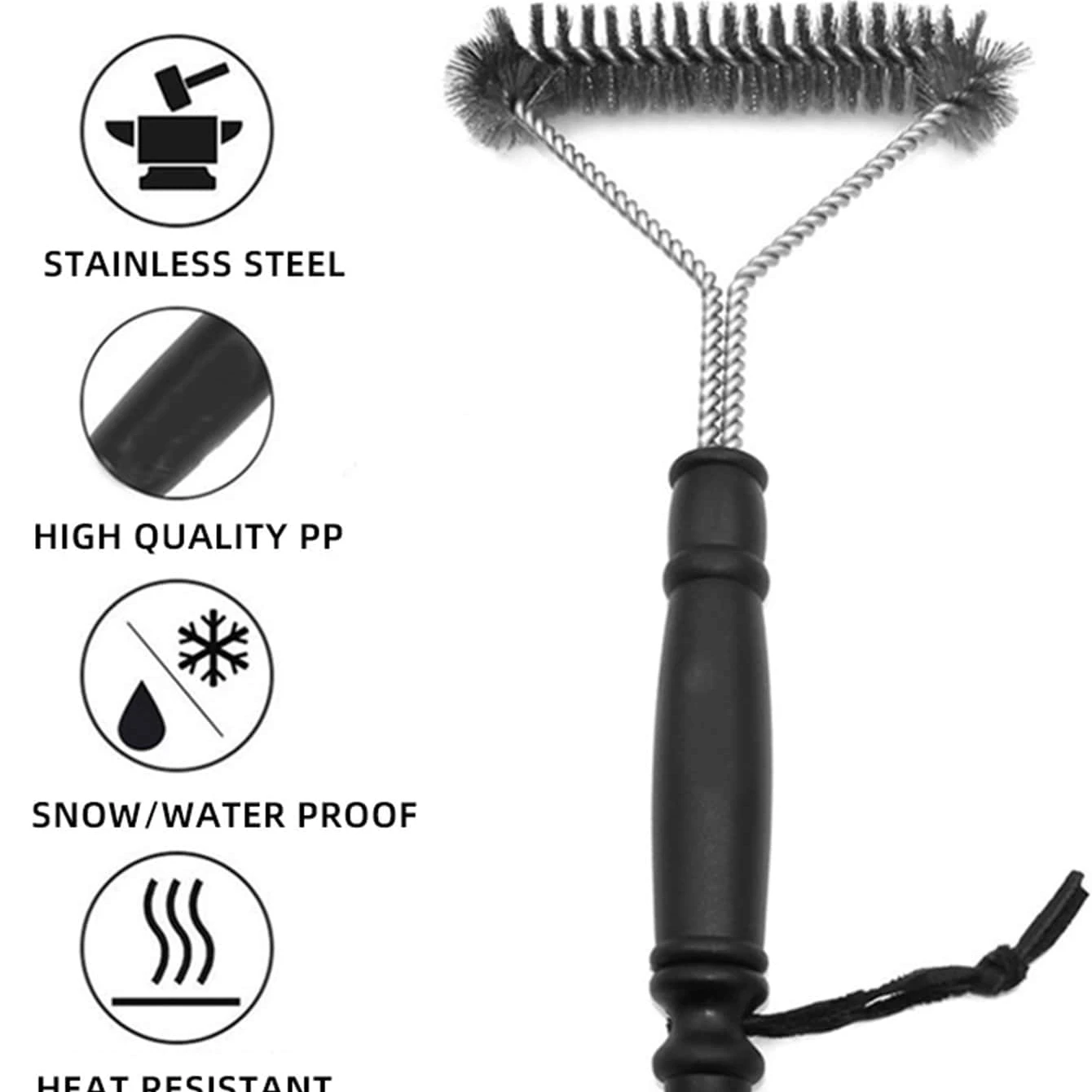 1pc Steel BBQ Brush Grill and Scraper BBQ Cleaner Brush Perfect Tools Grill Cleaning Ideal Barbecue Accessories Non-stick