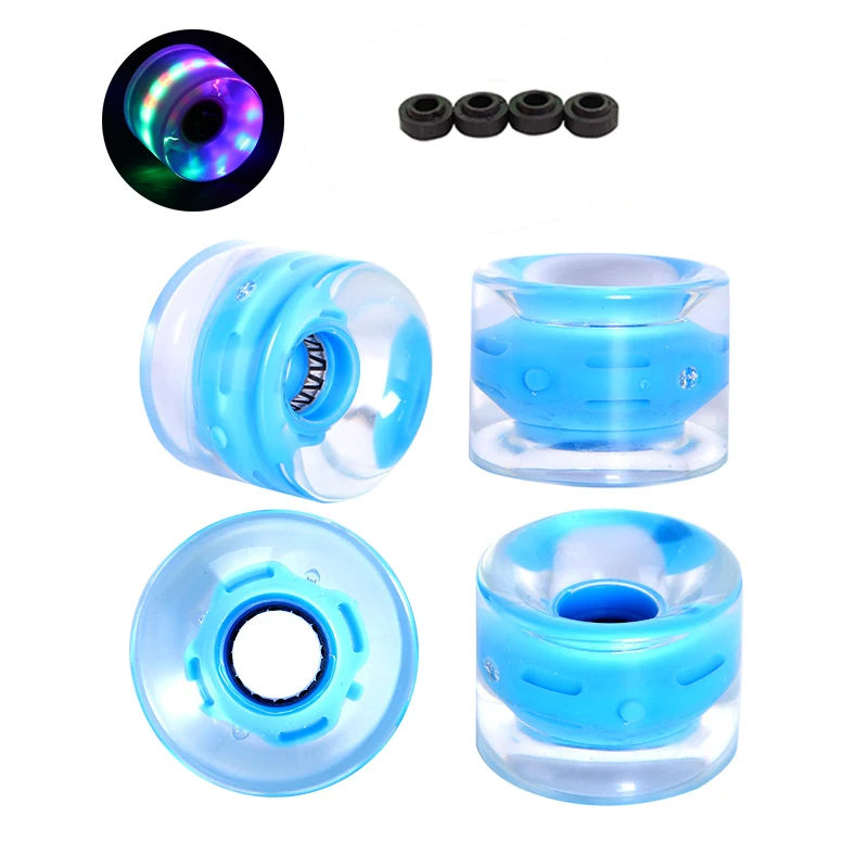 4pcs 60X45mm Led Skateboard wheels Pennyboard PU longboard wheels 78A soft fishboard wheels PU wearable wheels