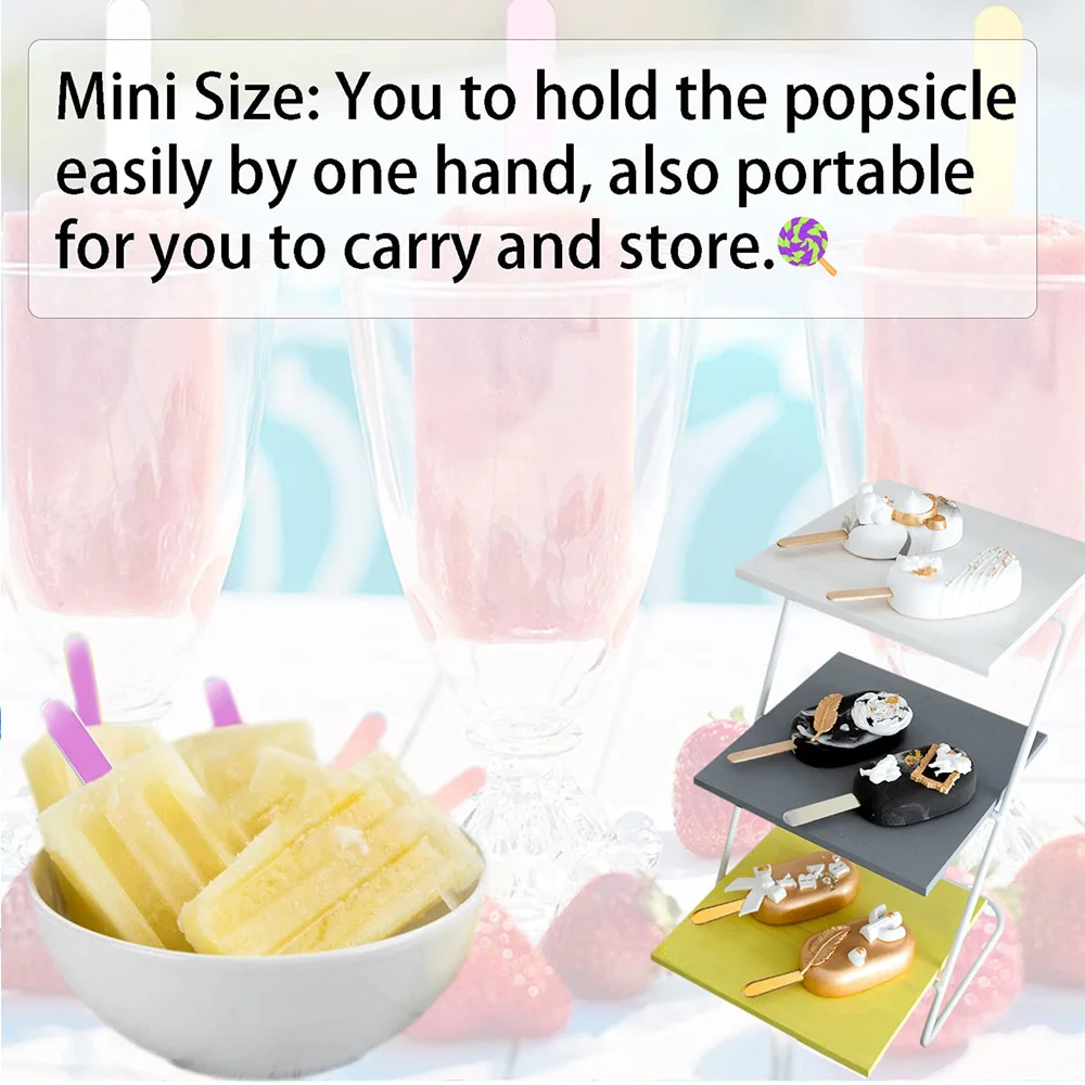 Ice Cream Sticks 50Pcs Gradient Ice Cream Stick Reusable Acrylic Cakesicle Sticks Durable Freezer Popsicle Sticks Candy Cakesicles Home Party
