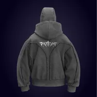 Y2K Vintage Zip up Hoodie Fashion Printed Pattern Double Hat Cold Resistant Design Sweatshirt Oversized Gothic Men Women Clothes 2