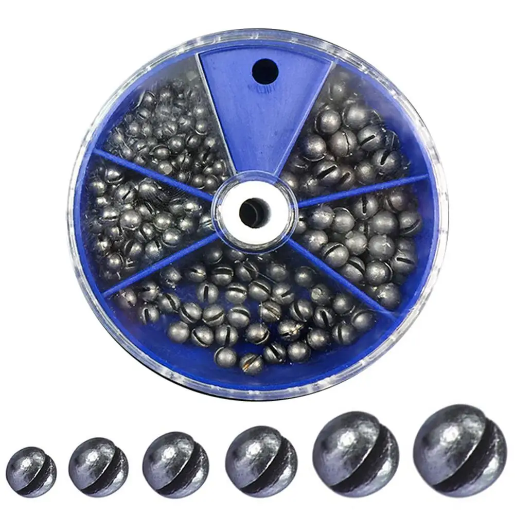 205pcs Fishing Weights Sinkers With Storage Box 5 Sizes Assortment Box Fishing Accessories (0.2g/0.28g/0.38g/0.5g/0.8g) portable fishing box 24 grid double sided tool accessories storage box rock fishing waterproof mini fishing accessories box