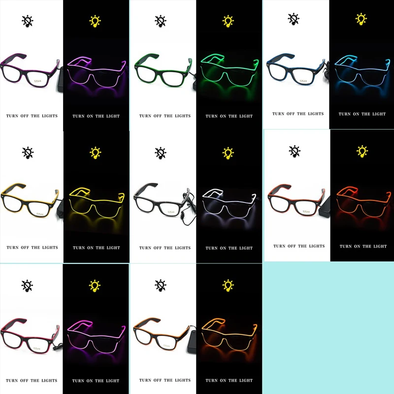 Glow Glasses Led Glasses Neon Party Flashing Glasses EL Wire Glowing Gafas Luminous Bril Novelty Gift Glow Sunglasses Bright Light Supplies