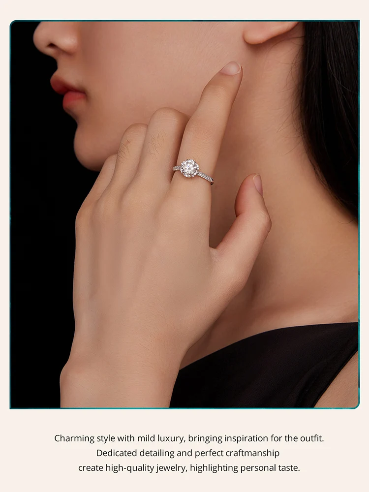 Tanie BAMOER 1.0CT Moissanite pierścień kobiety D kolor VVS1 EX okrągły oszlifowany diament sklep