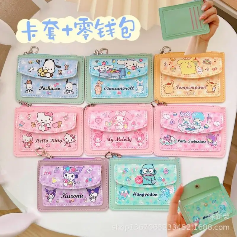 

Kawaii Sanrio Anime Hobby My Melody Kuromi Cinnamoroll Hello Kitty Cartoon Pu Card Holder Coin Purse Access Card Storage Bag