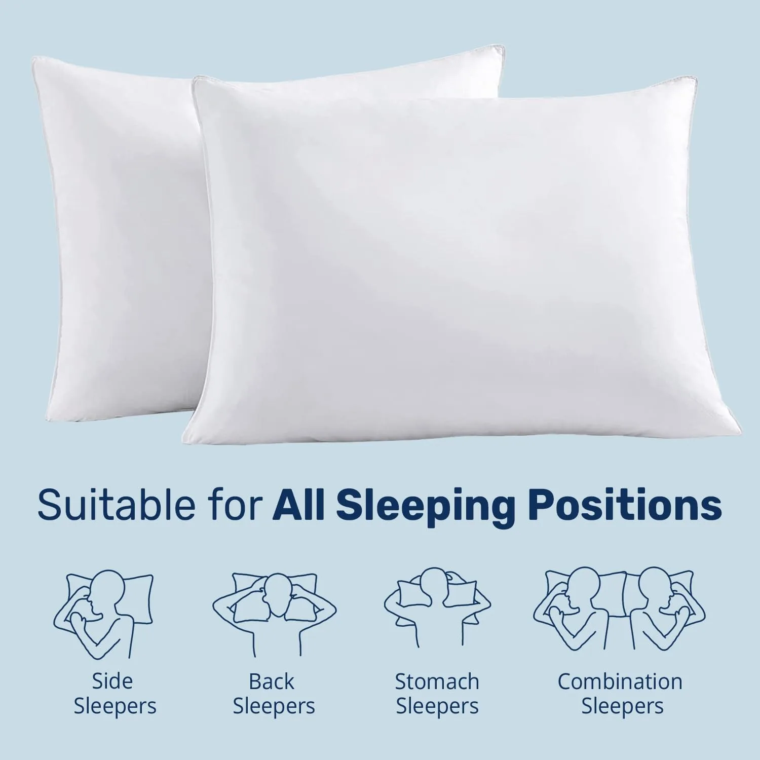 Tex Stead Goose Down Pillow 100% Cotton Set Bed Pillow, Luxury Hotel White Pillow Core, Comfortable and Warm 2-Piece Set 2