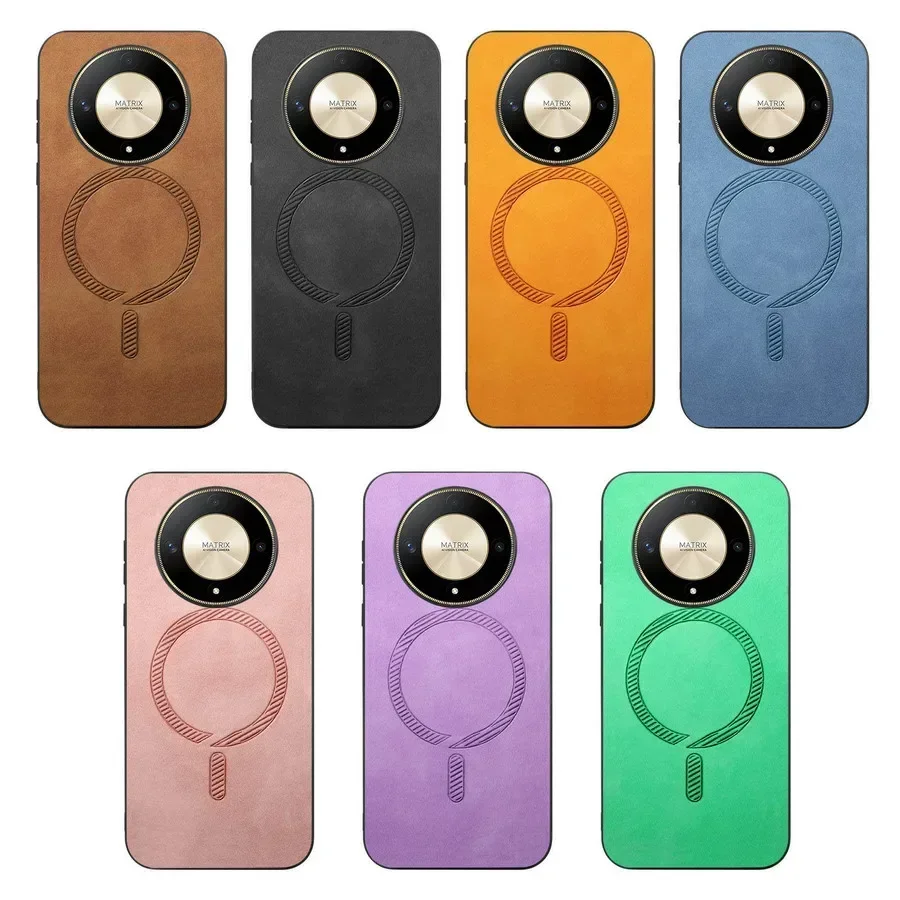 Luxury Leather Magnetic Smart Case for Wireless Charging - For Honor