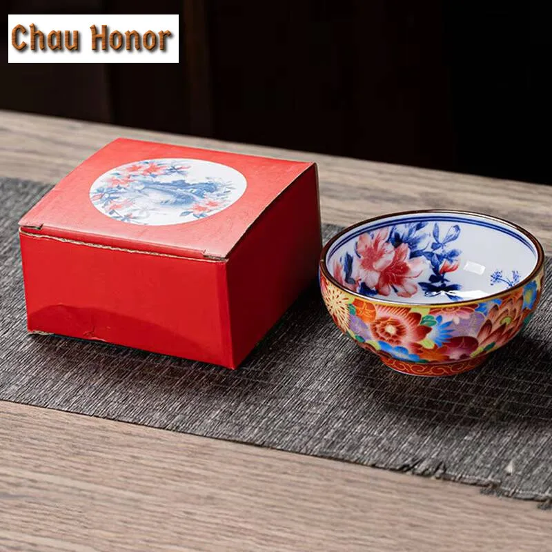 165ml Hand Painted Enameled Porcelain Master Tea Cup Blue And White Kung Fu TeaCup Ceramic Single Cup Tea Bowl Tea Lamp Tea Item