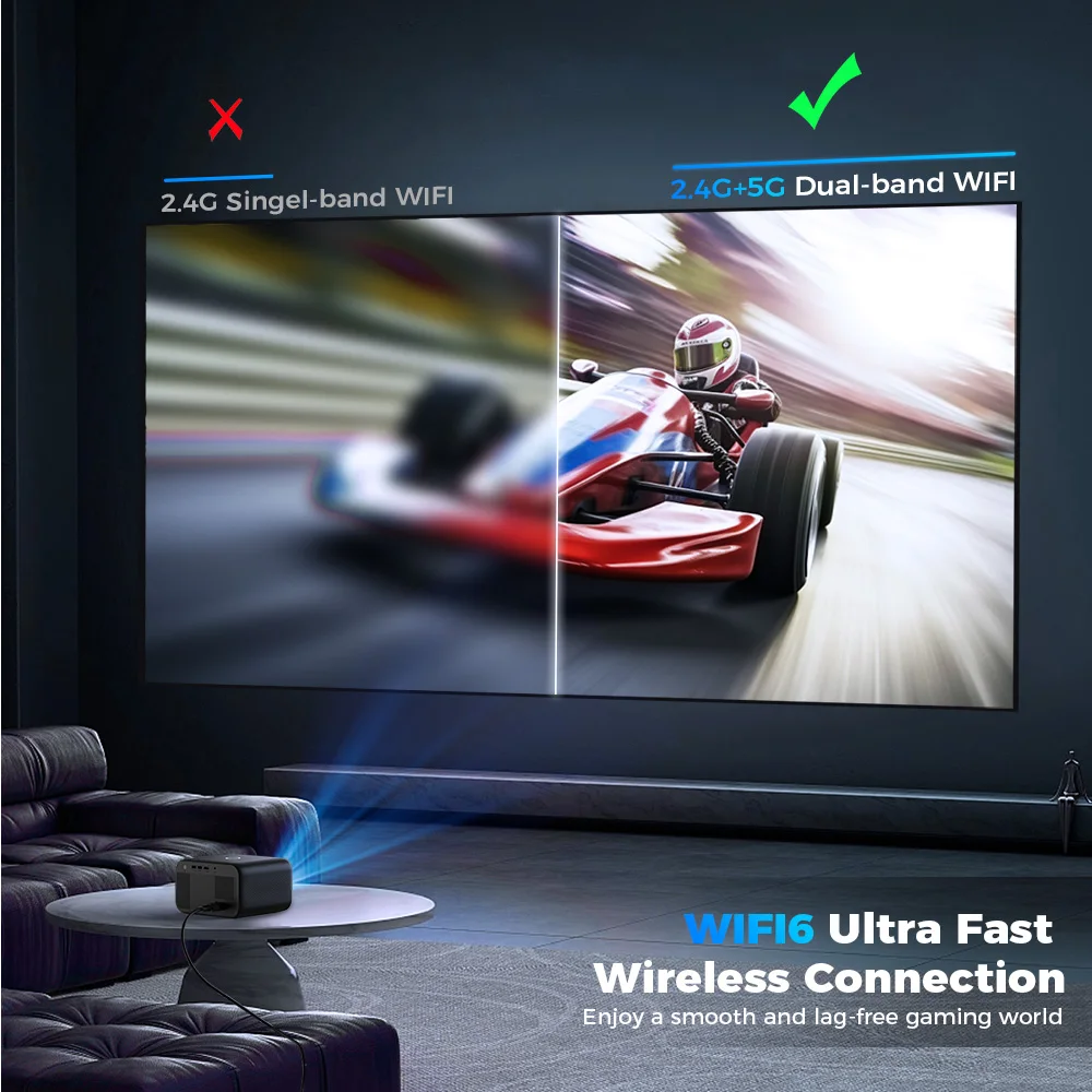 ISINBOX 4K Android Projector 2+16G Native 1080P 1920*1080P Dual WIFI6 BT5.0 Electronic Keystone Correction Focus Movie Projector