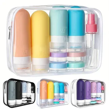 17PCS Leakproof Travel Bottles Set, Silicone Toiletry Containers for Shampoo Lotion Soap, TSA Approved with Storage Bag-liu 1