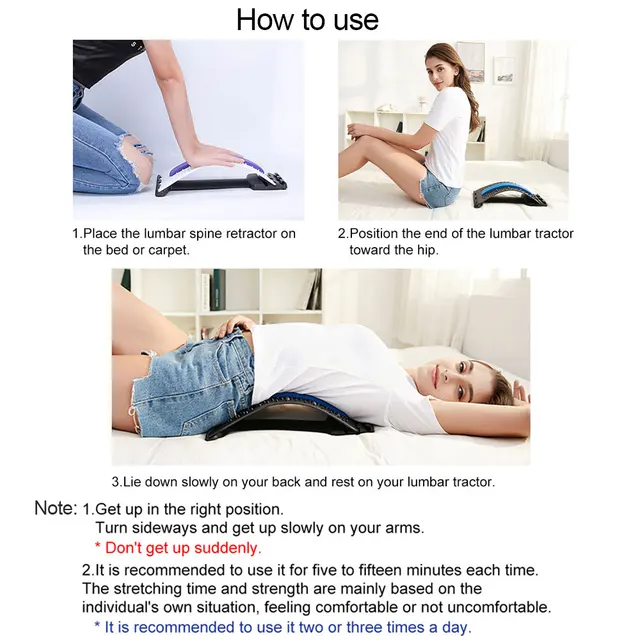 Back Stretcher Magnetotherapy Massage Tools Stretch Fitness Lumbar Support Relaxation Spine Posture Corrector Pain Relief Tools 6