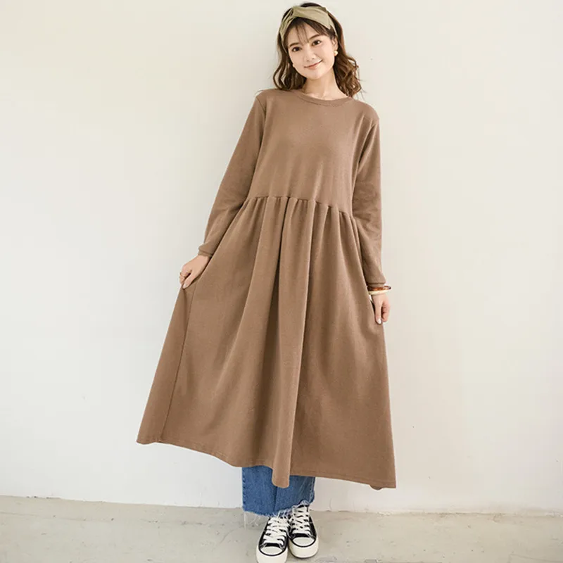 

Fdfklak European Style Cotton Nightgowns Women Loose Spring Autumn Nightshirt Retro Long Sleeve Night Dress Femme Vestidos