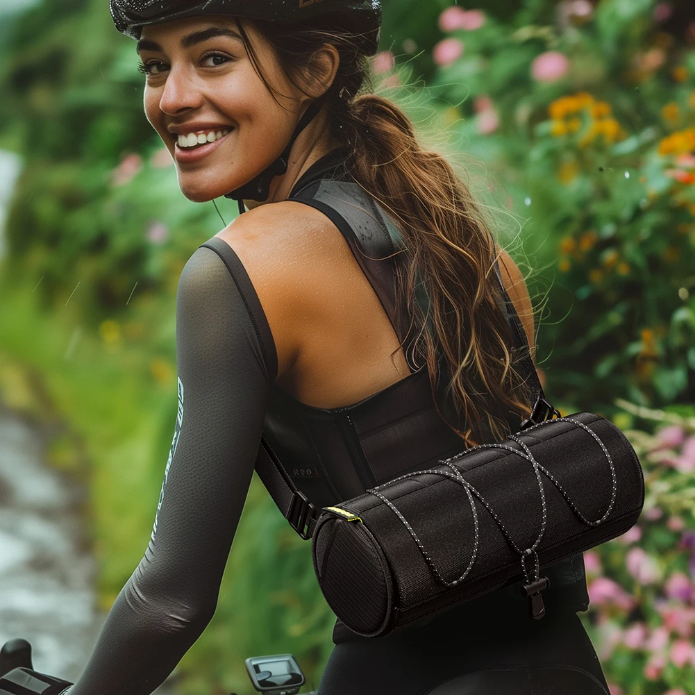 2.2L Bicycle Frame Pannier Bag Large Capacity Mountain Bike Front Bag Multi-Pockets Portable Shoulder Bag Bike Accessories