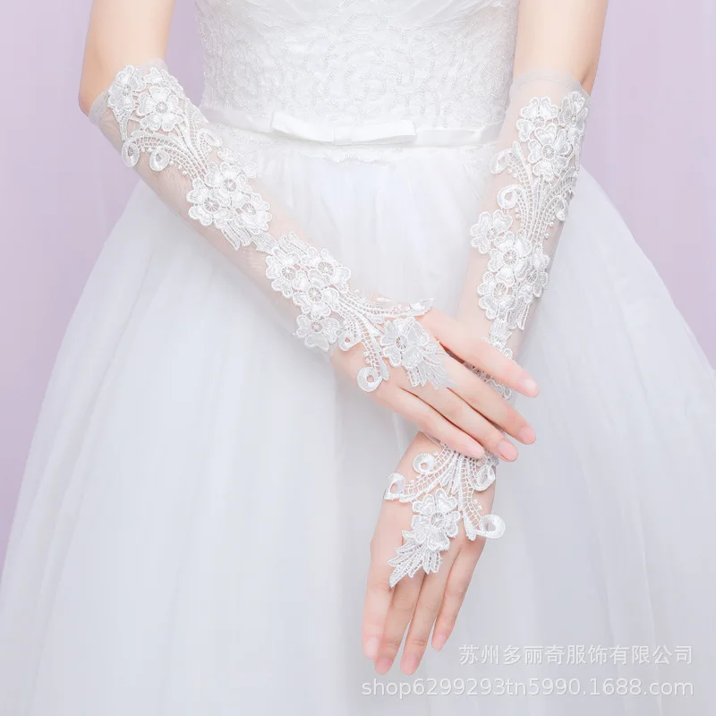 Bride Wedding Dress Lace Gloves Open Finger