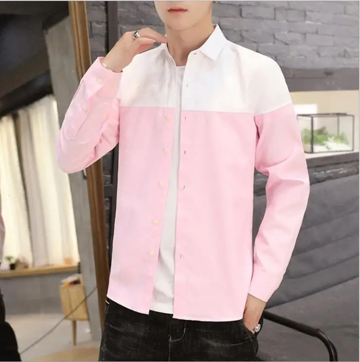

2022 New Shirt Male Fashion Long Sleeve Casual Slim Fit Office Shirts Solid Cotton Tops
