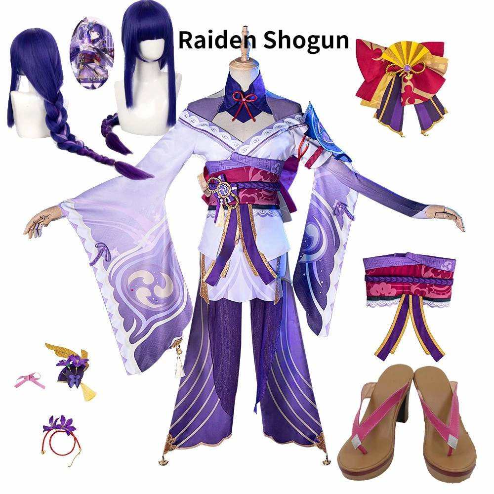 old lady costume Game Genshin Impact Raiden Shogun Cosplay Costume Baal Wig Shoes Cosplay Costume Sexy Women Kimono Dress Uniform Party RolePlay pirate costume women