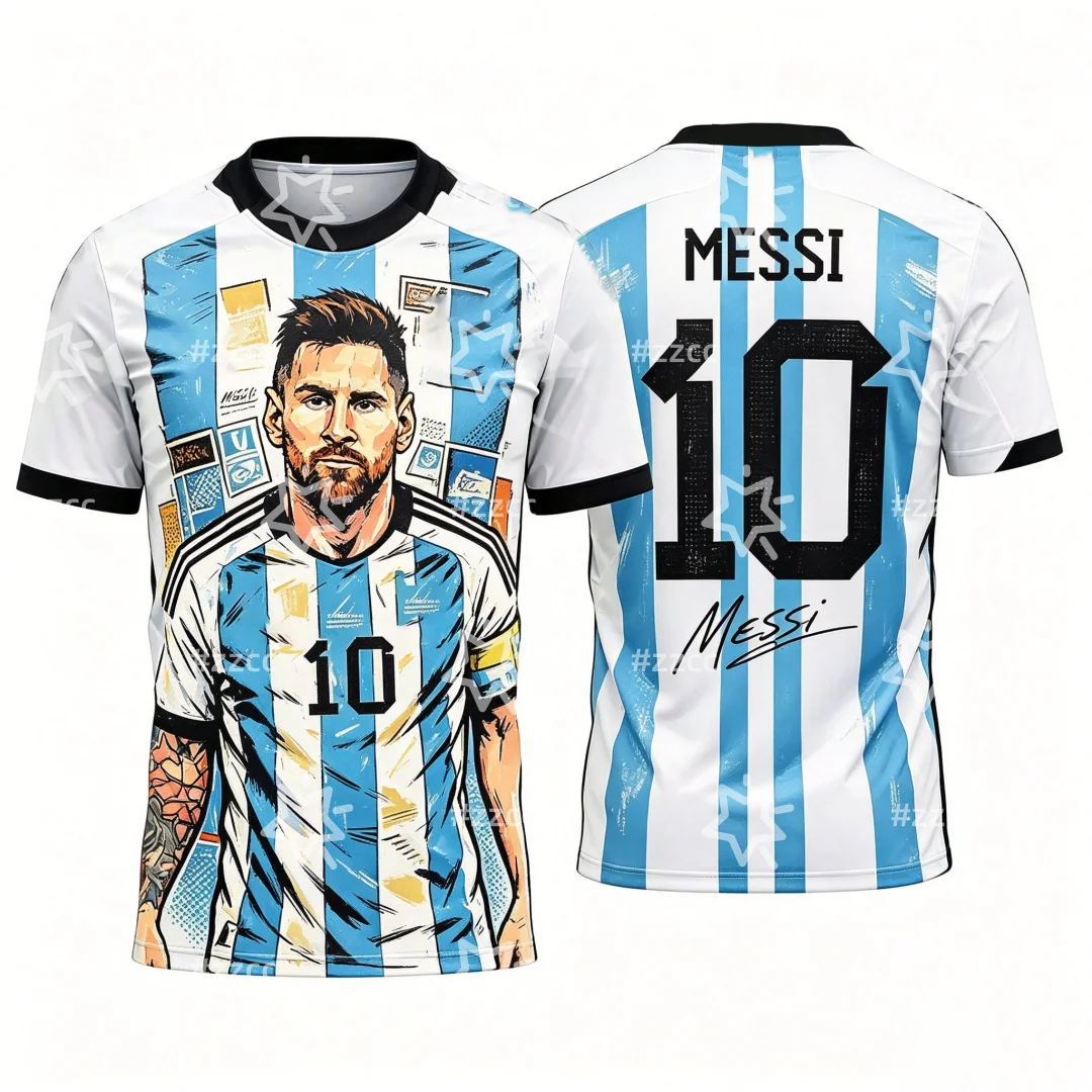 2026 Messi No.10 football jersey fan commemorative gift Summer Sports Men's T-Shirt Kid's Clothing Tee Woman cycling jersey ﻿ 1