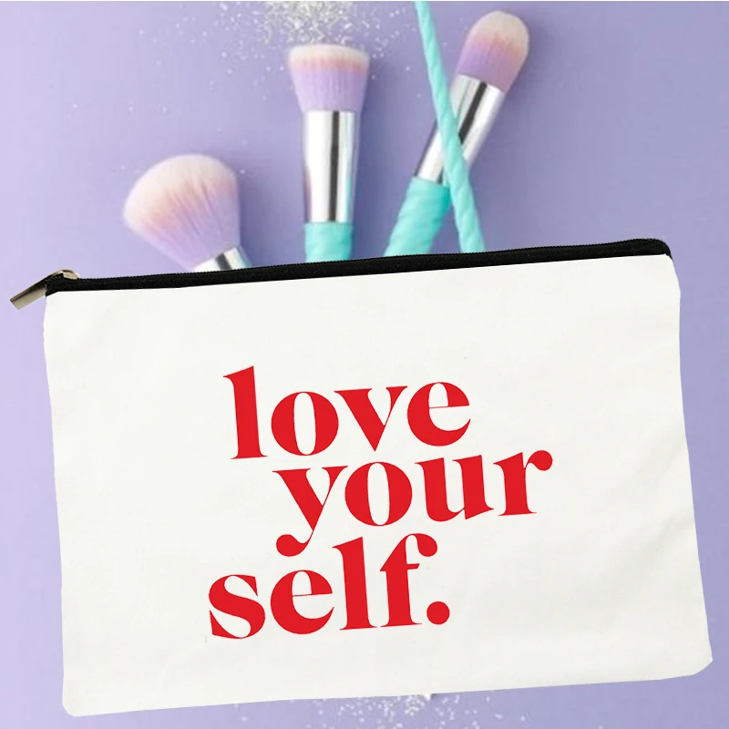 

Love Yourself Print Multifunction Travel Makeup Bag Women Cosmetic Case Toiletries Organizer Pouch Female Make Up Storage Clutch