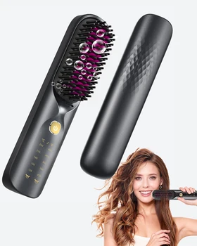 Pettine e bigodino per capelli lisci 2 in 1 senza fili Batteria da 10000 mAh Ioni negativi Ricarica USB 30 secondi di riscaldamento Spazzola per lo styling adatta ai viaggi 1