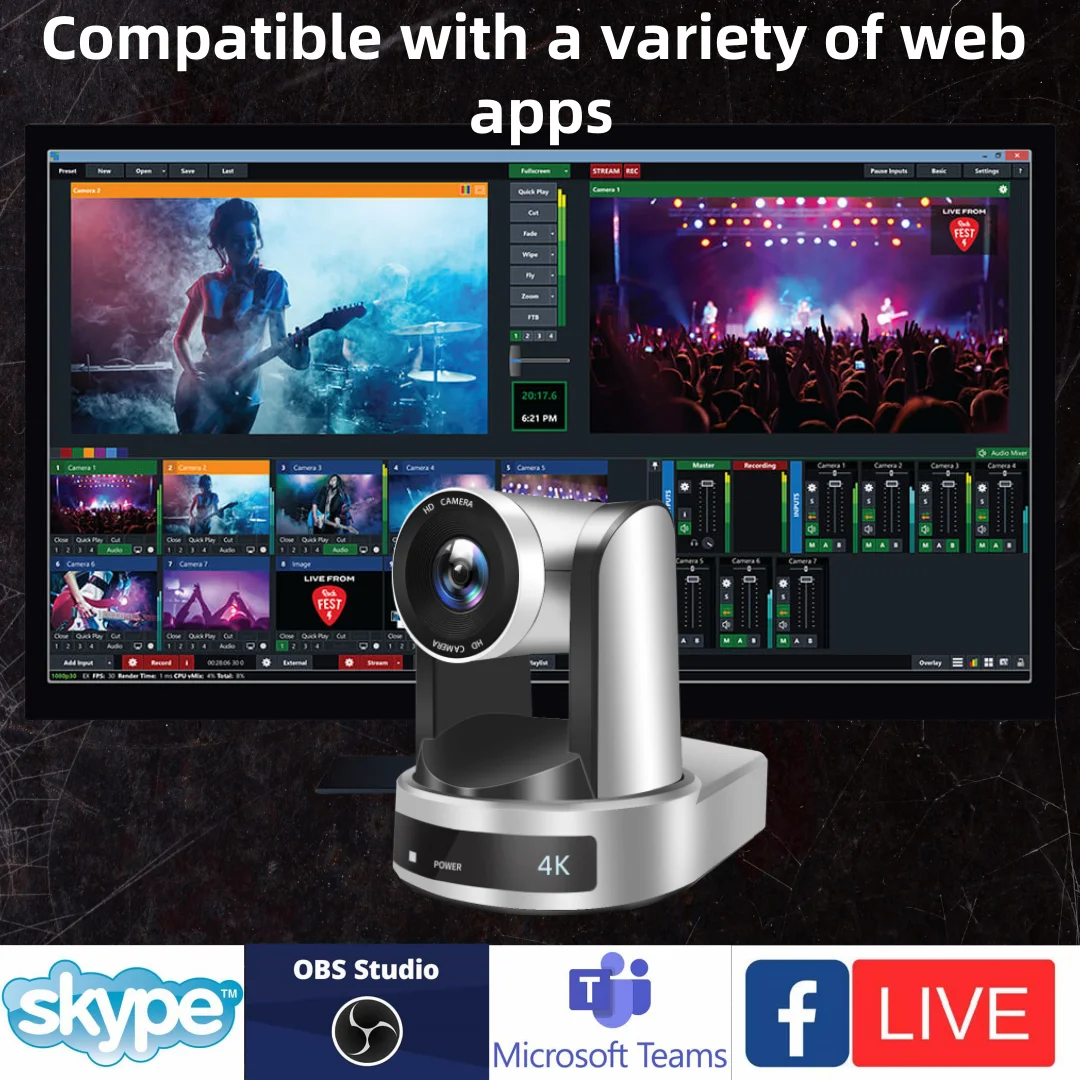1080P SDI Conference PTZ Camera IP 10X20X Zoom Live Streaming HDMI USB POE AI Tracking Church Business Meeting Broadcast Youtube conference camera